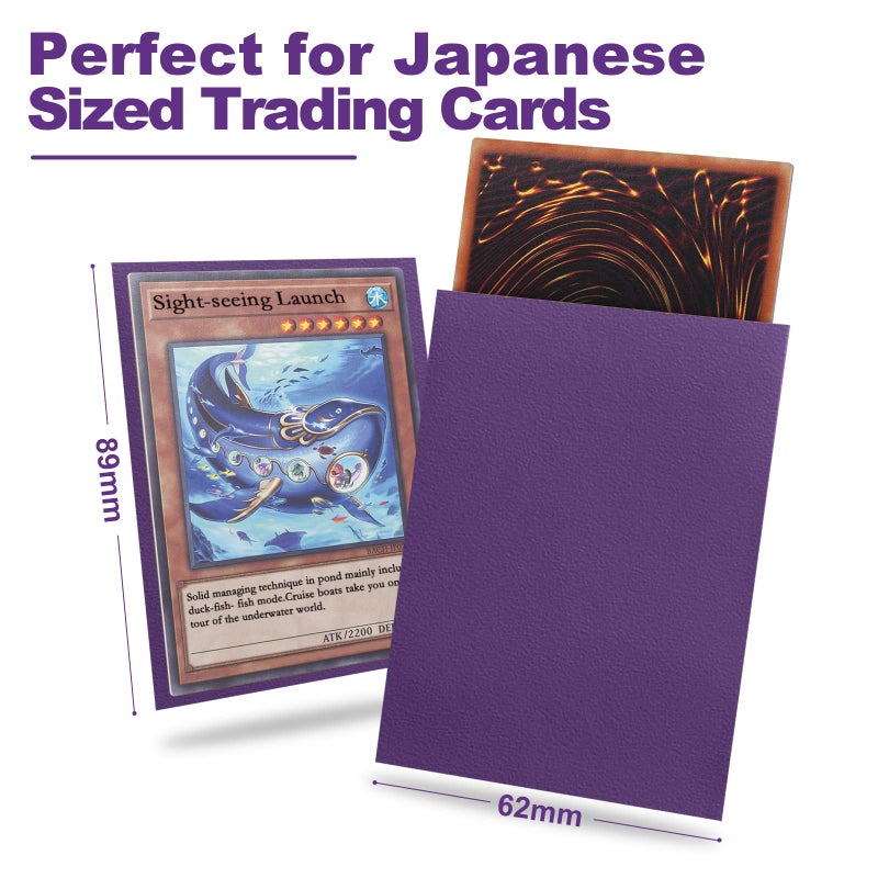 Fabmaker Purple Yu-gi-oh Card Sleeve 200 Pack, Japanese Small Card Sleeves Photocard Sleeves 62x89mm, Back Textured Perfect Shuffling, Protect Your Japanese Sized Trading Cards Kpop Photocard Never Tear - Image 2