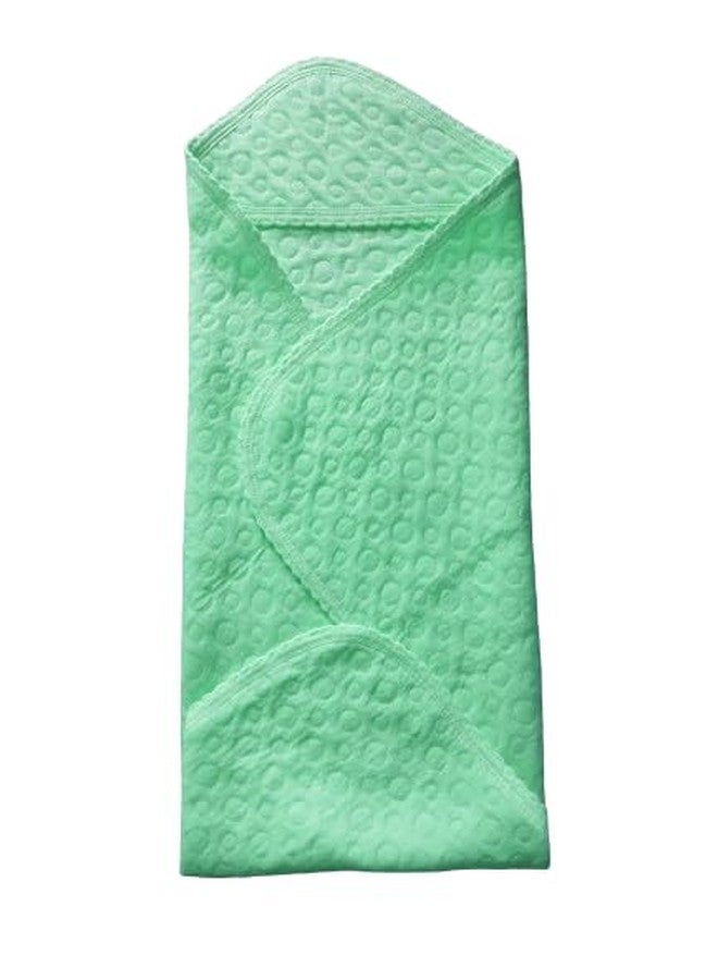 Soft Cotton Towel Baby Hooded Wrapper with Interlock Fabrics - New Born Babies Head Cap Towel with Plain| Safe and Skin Friendly for Babies with Multicolours (Green)