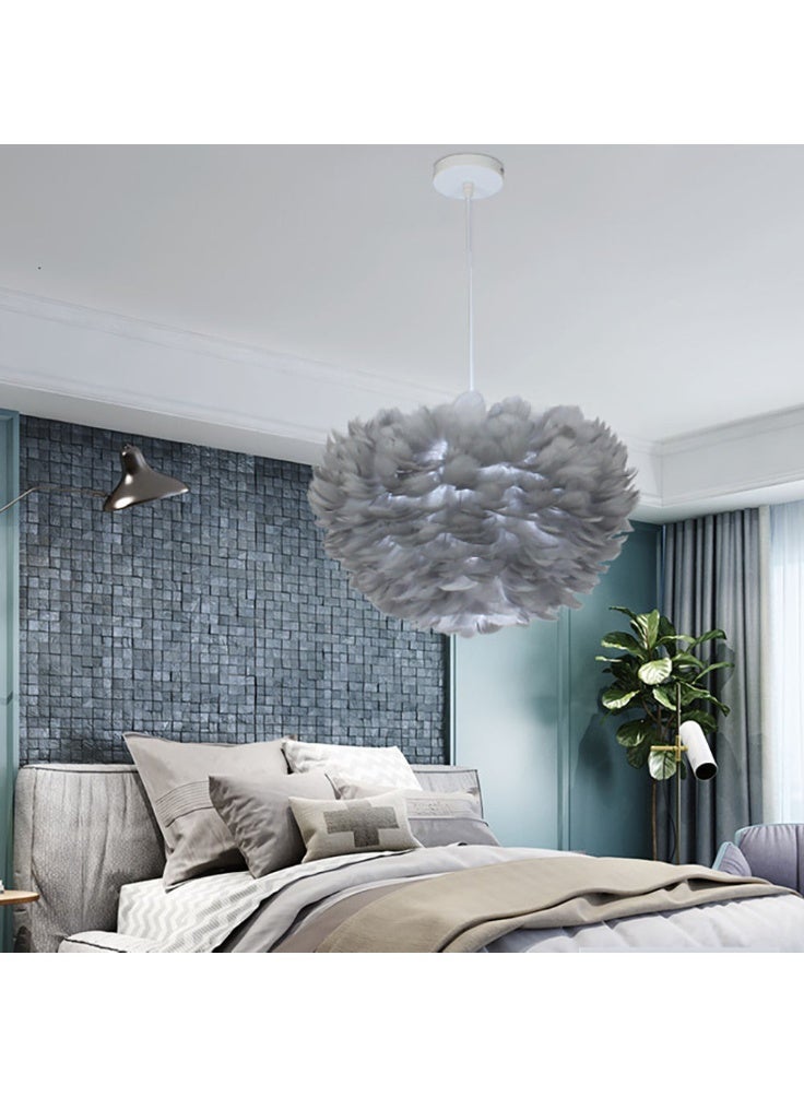 Hummer Modern gray feather chandelier, diameter 50 triangular E27*3L cm - Image 1