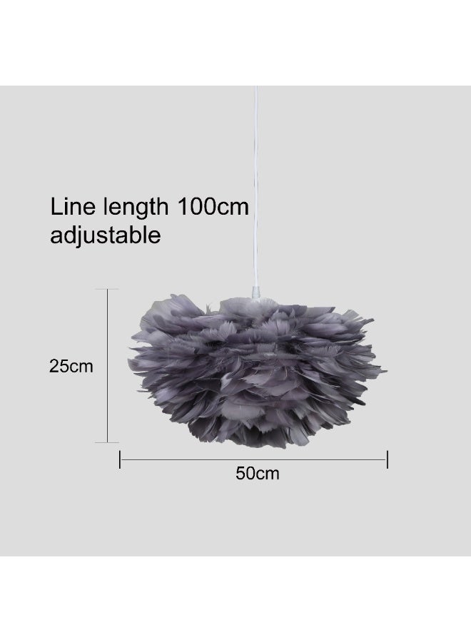 Hummer Modern gray feather chandelier, diameter 50 triangular E27*3L cm - Image 3