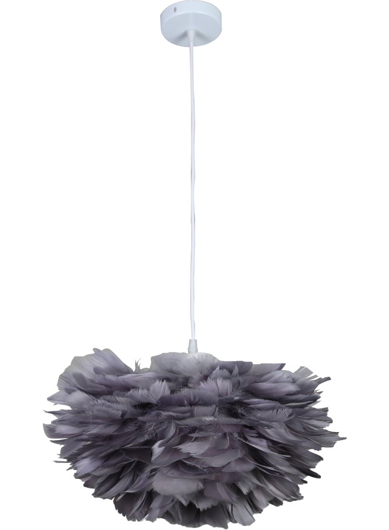 Hummer Modern gray feather chandelier, diameter 50 triangular E27*3L cm - Image 4