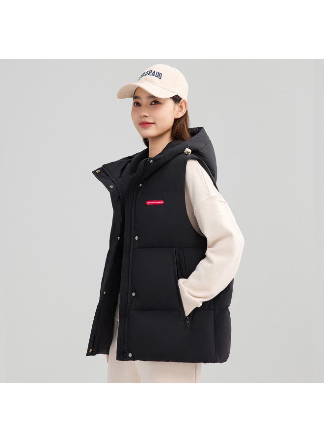 YaYa Winter Hooded Fashion Simple Couple Vest Warm Comfortable Versatile Casual Vest - Image 5