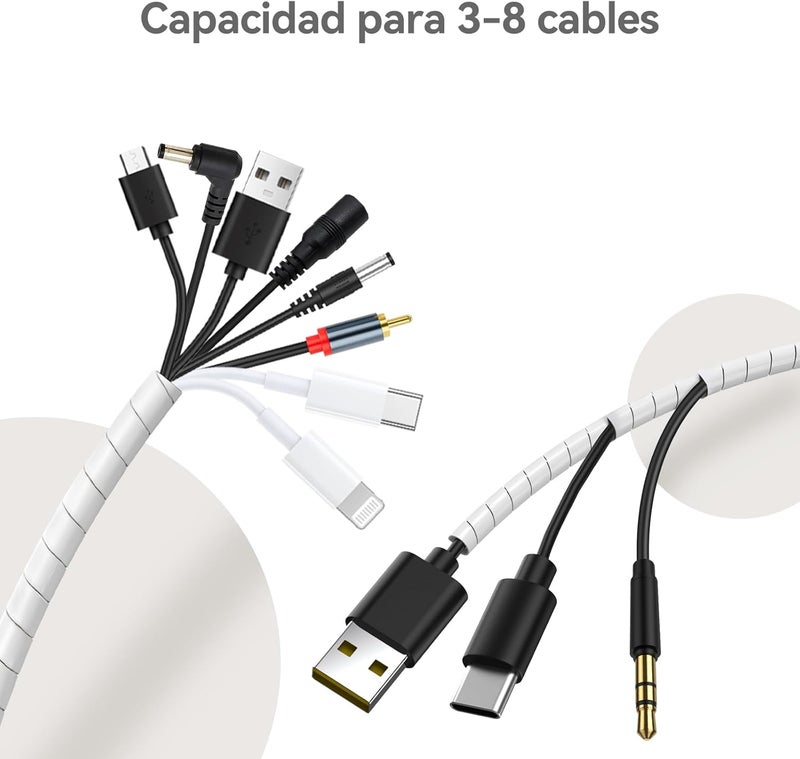 AGPTEK Cable conduit, cable protection tube, 12-25 mm, 6 m organiser, cable duct, cable cover protection, flexible cable tangle, white - Image 2