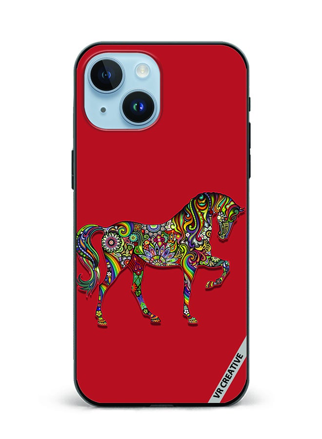 VR CREATIVE Protective Case Cover For Apple iPhone 15 Horse Design Multicolour - Image 1