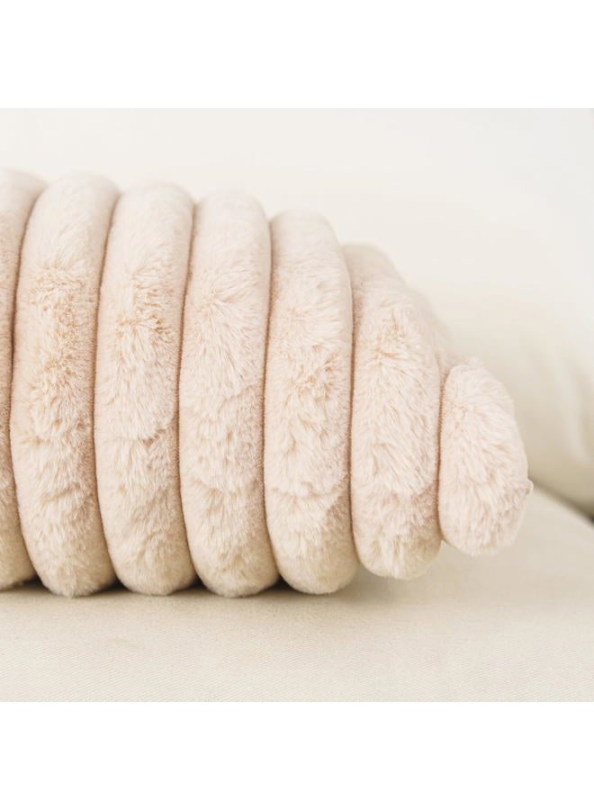 NiNi ALL Plush Throw Pillow Covers Beige 18x18 Inch Set of 2 Decorative Luxurious Pillow Cover Faux Fur Pillowcase Cushion Cases for Couch Sofa and Home Decor - Image 5