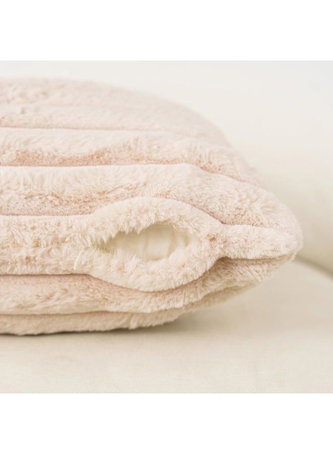 NiNi ALL Plush Throw Pillow Covers Beige 18x18 Inch Set of 2 Decorative Luxurious Pillow Cover Faux Fur Pillowcase Cushion Cases for Couch Sofa and Home Decor - Image 4