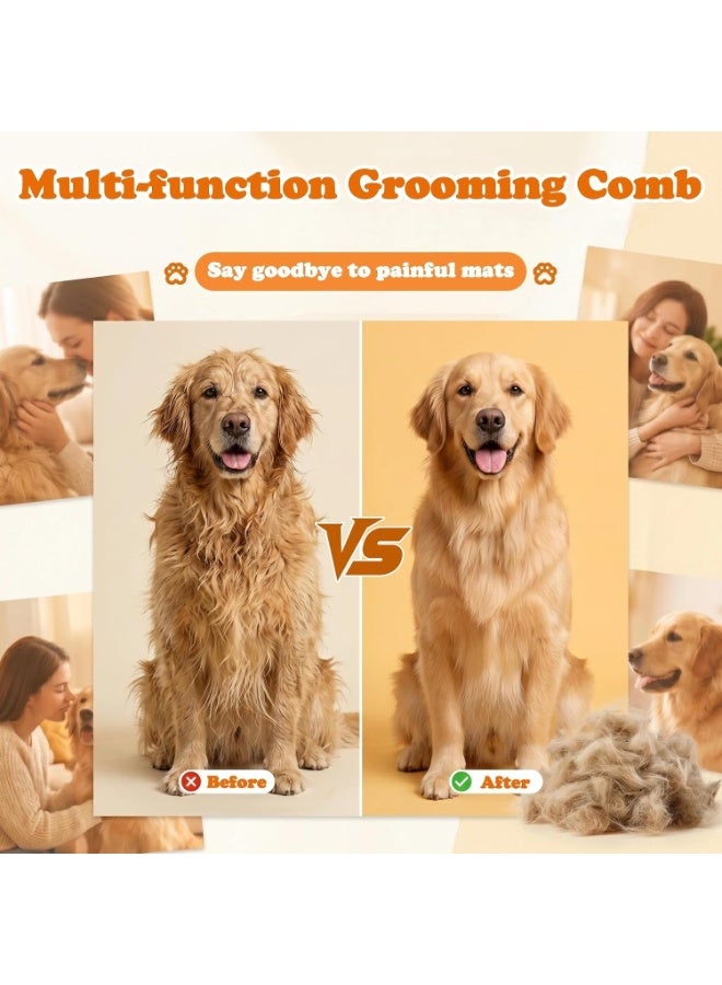 2-in-1 Pet Dematting Comb and Undercoat Rake, Self-Cleaning Deshedding Brush for Dogs and Cats, Safely Removes Mats, Tangles and Loose Fur, Suitable for Long and Short Hair - Image 4