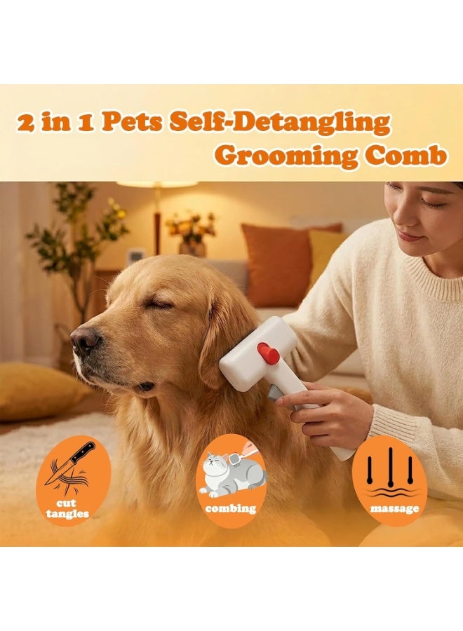 2-in-1 Pet Dematting Comb and Undercoat Rake, Self-Cleaning Deshedding Brush for Dogs and Cats, Safely Removes Mats, Tangles and Loose Fur, Suitable for Long and Short Hair - Image 2