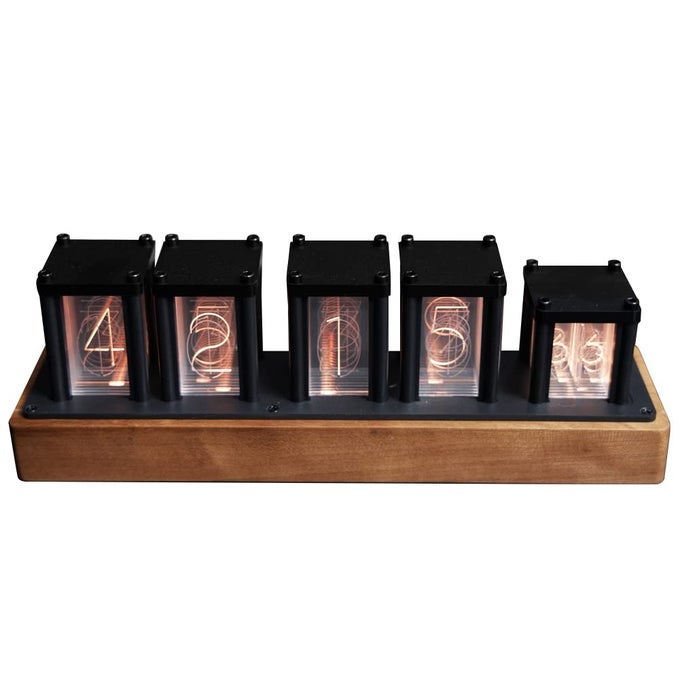 NIXIE TUBE CLOCK WOODEN RGB DIGITAL CLOCK MODERN DESKTOP DECORATION GIFT CHERRY WOOD