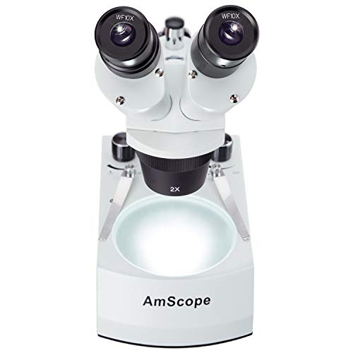AmScope SE306R-PZ Forward Binocular Stereo Microscope, WF10x and WF20x Eyepieces, 10X-80X Magnification, 2X and 4X Objectives, Upper and Lower Halogen Light Source, Pillar Stand, 120V , White - Image 3