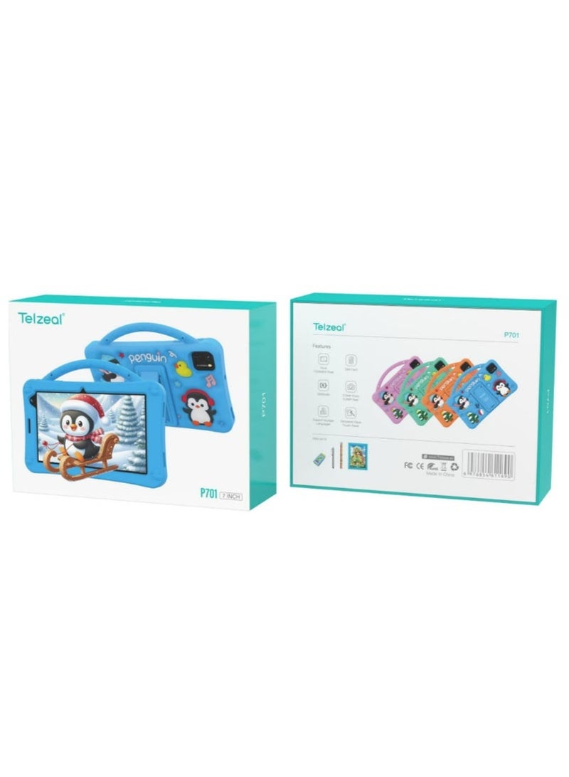 Telzeal P701, 7 Inch Android Tablet with 6GB RAM 256GB ROM 1024x600 HD Display, Single SIM Support, 3000 mAh Battery, Front & Rear Camera, Wi-Fi, Bluetooth, Dual Speakers, Kids-Friendly Learning Tablet + Free Gifts – Pink - Image 2