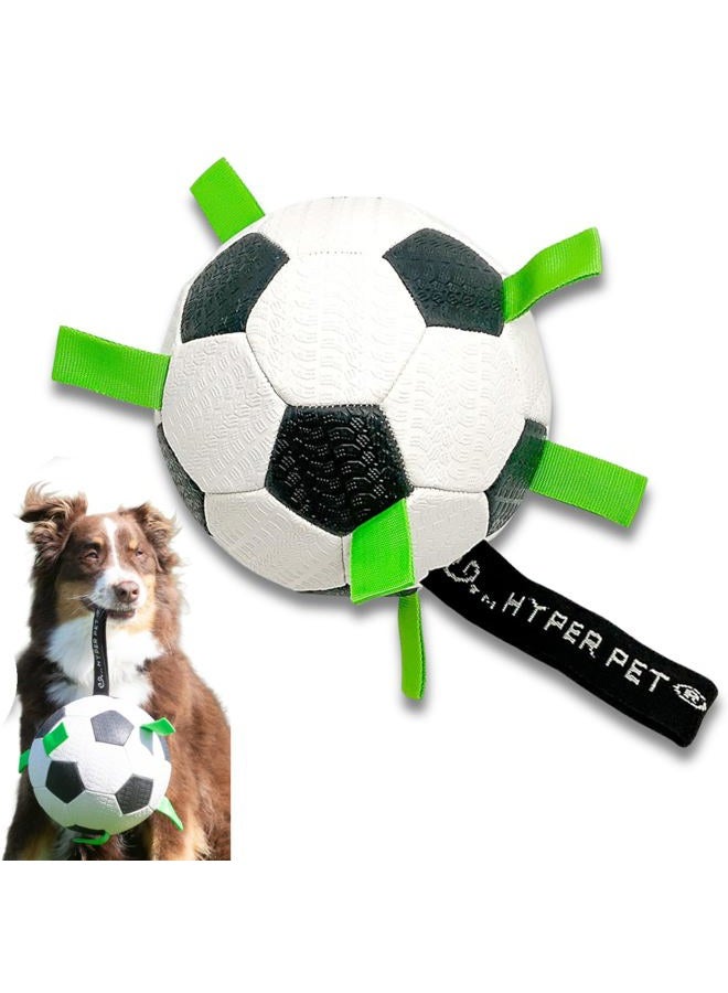 Hyper Pet Grab Tabs Dog Soccer Ball with Straps (7.5") Indoor or Outdoor, Interactive Durable Fetch Dog Ball with Tug Toy for All Dog Breeds - Image 1