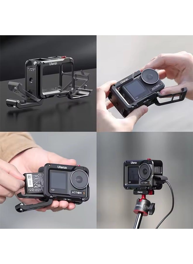 Ulanzi Full Protective Frame Case for DJI ACTION 5 4 3 Quick Release with Cold Shoe 1/4 Hole Metal Cage GoPro Foldable Mount - Image 4
