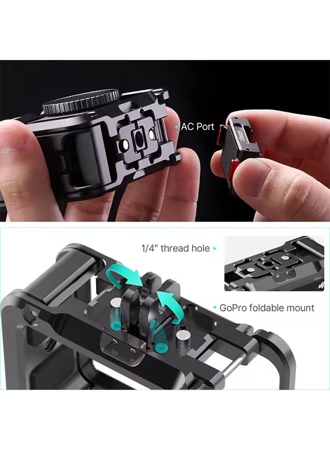 Ulanzi Full Protective Frame Case for DJI ACTION 5 4 3 Quick Release with Cold Shoe 1/4 Hole Metal Cage GoPro Foldable Mount - Image 2