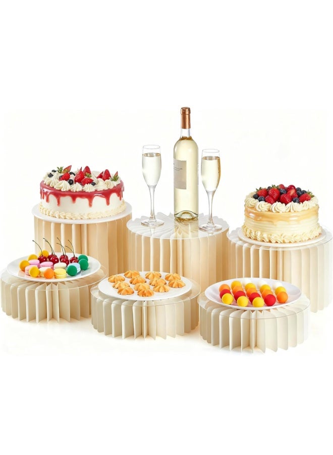 6 قطع من حاملات البوفيه، منصات عرض قابلة للطي من الكرتون، حوامل عرض الطعام لطاولة البوفيه، تقديم الطعام، حفلات الزفاف، حفلات استقبال المواليد وزينة الحفلات (6 قطع (10 سم ارتفاع × 3، 20 سم ارتفاع × 3)) - Image 1