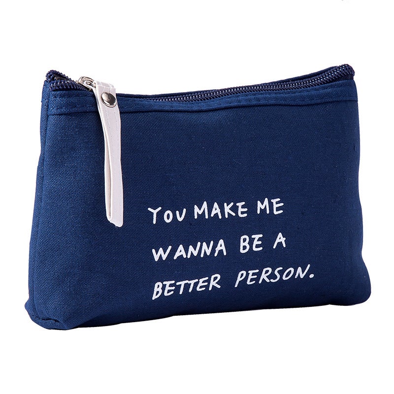 Multifunctional Canvas Card Bag Key Bag Mobile Phone Bag Toiletry Bag Makeup Storage Bag Letters Fabric Zipper Coin Purse - Image 1