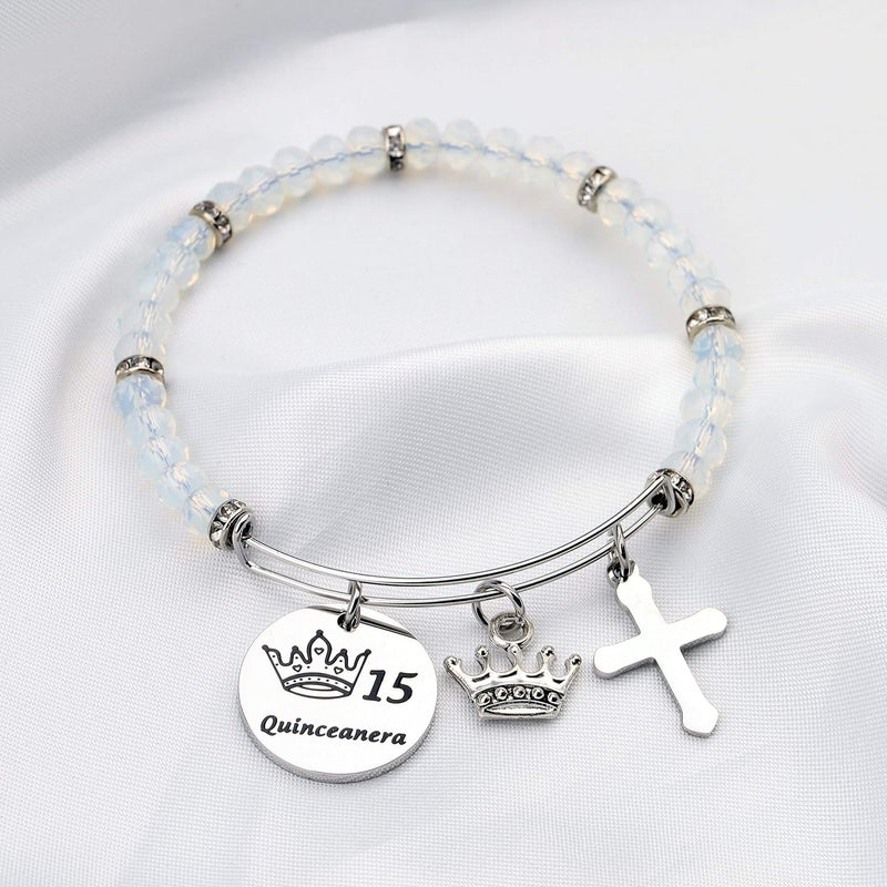 FEELMEM Quinceanera Gift 15th Birthday Bracelet Sweet 15th Quinceanera Bangle Quince Jewelry Happy 15th Birthday Gift(15th-02) - Image 3