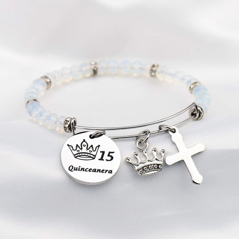 FEELMEM Quinceanera Gift 15th Birthday Bracelet Sweet 15th Quinceanera Bangle Quince Jewelry Happy 15th Birthday Gift(15th-02) - Image 2