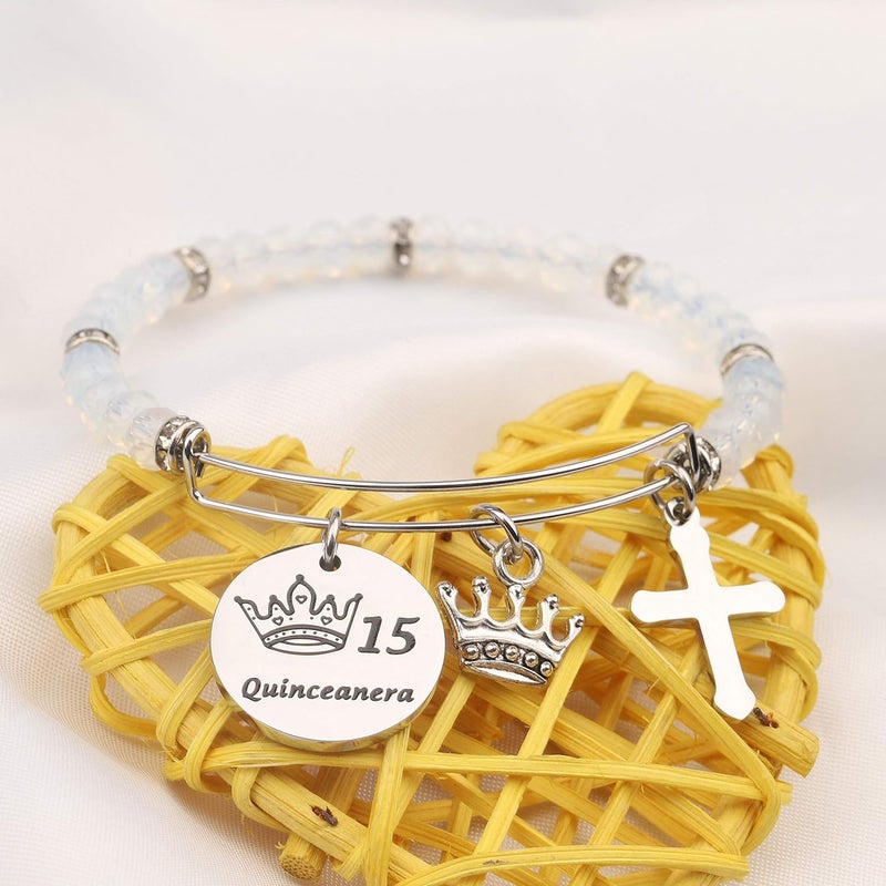 FEELMEM Quinceanera Gift 15th Birthday Bracelet Sweet 15th Quinceanera Bangle Quince Jewelry Happy 15th Birthday Gift(15th-02) - Image 5