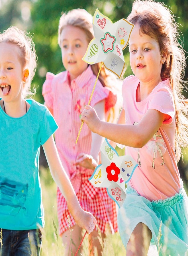 Poen 36 Pcs 9 Inches Jumbo DIY Pinwheels for Kids, Color Your Own Summer Crafts Large White Pinwheels 4th of July Crafts and Classroom Art Activities Party Favor for Kids Boys Girls - Image 3