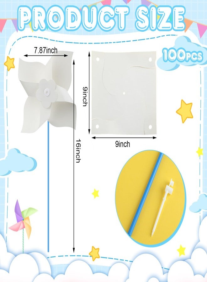 Poen 36 Pcs 9 Inches Jumbo DIY Pinwheels for Kids, Color Your Own Summer Crafts Large White Pinwheels 4th of July Crafts and Classroom Art Activities Party Favor for Kids Boys Girls - Image 2