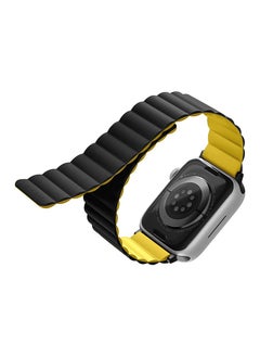 A-CASE INVIX Reversible Magnetic Silicone Strap for Apple Watch 42/44/45/49MM - Ultra-Soft, Waterproof, Adjustable with Stainless Steel Connectors - Comfortable & Stylish - Yellow/Black  - Image 2