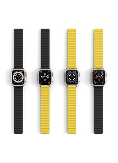 A-CASE INVIX Reversible Magnetic Silicone Strap for Apple Watch 42/44/45/49MM - Ultra-Soft, Waterproof, Adjustable with Stainless Steel Connectors - Comfortable & Stylish - Yellow/Black  - Image 3
