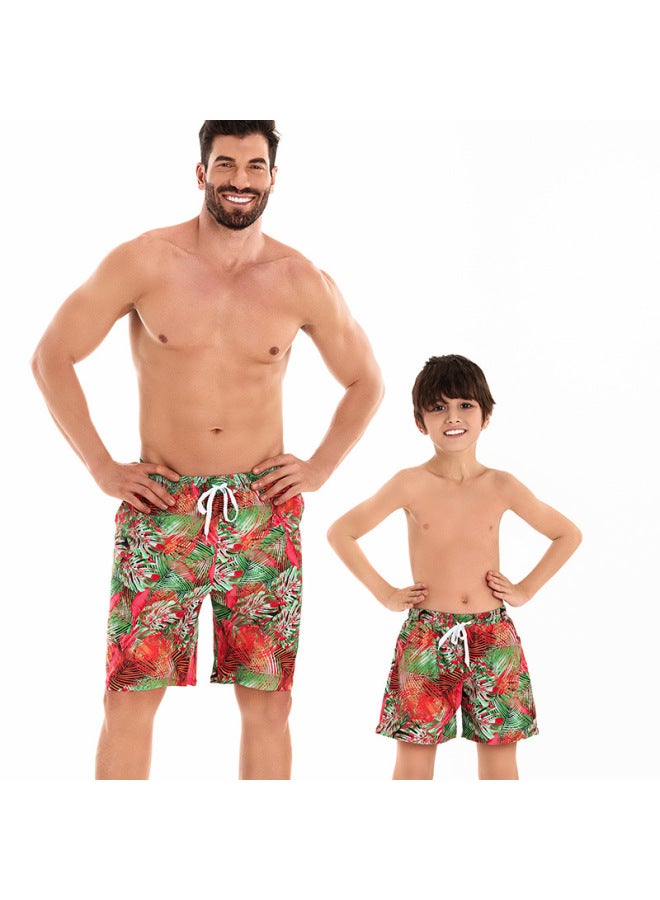 Loquat European And American Family Dress Beach Pants 2024 Pleated Waist For Father And Son Swimming Trunks For Men With Pocket For Boys Swimsuit-Color:613- - Image 1