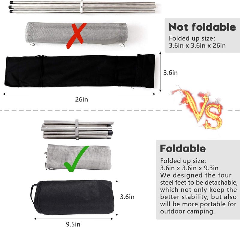 Kikerike Portable Outdoor Fire Pit 16.5 Inch - New Upgraded Camping Fire Pit Collapsible Foldable Mesh Fire Pits Fireplace for Camping, Campfire, Patio, Backyard and Garden - Carrying Bag Included - Image 5