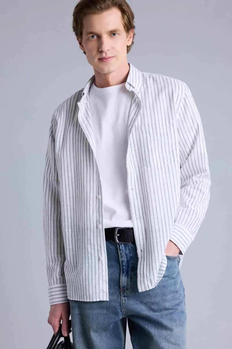 DeFacto Regular Fit Polo Shirt Long Sleeve Shirt