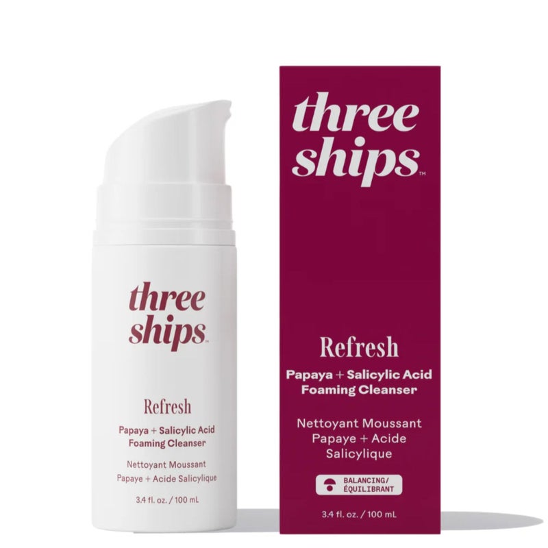 Three Ships - Refresh Papaya + Salicylic Acid Cleanser | Smooth, Cleanse, Refresh Skin | Cruelty-Free, Vegan, Paraben-Free, Sensitive Skin Safe (3.4 fl oz | 100 mL) - Image 1