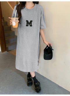 Summer New Large Size Women's Clothing Chubby Sister Loose Belly Covering Skinny Knee T-shirt Dress