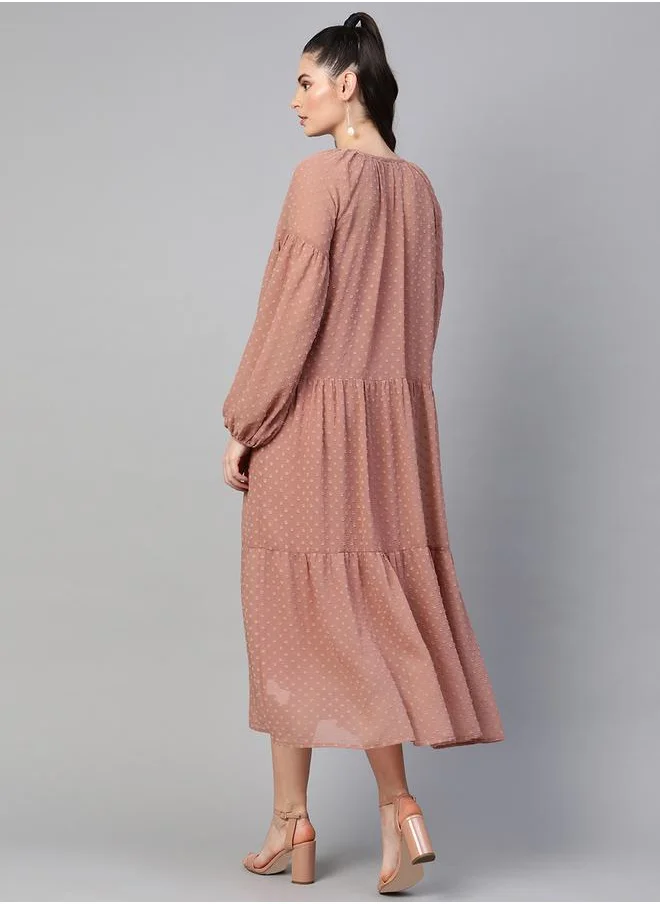 SASSAFRAS Tiered Chiffon Dress