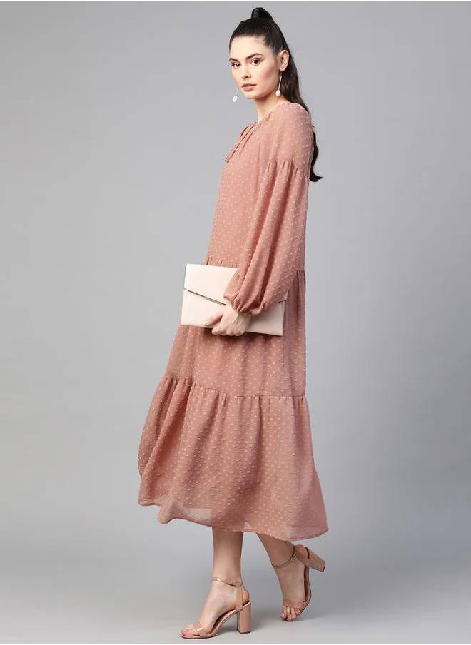 SASSAFRAS Tiered Chiffon Dress