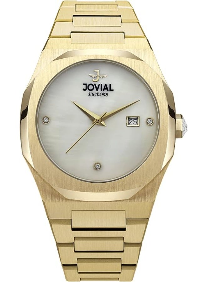 JOVIAL 1500 GGMQ 06 E Men's Fashion Watch, 40mm Stainless Steel Case, Champagne - Image 1