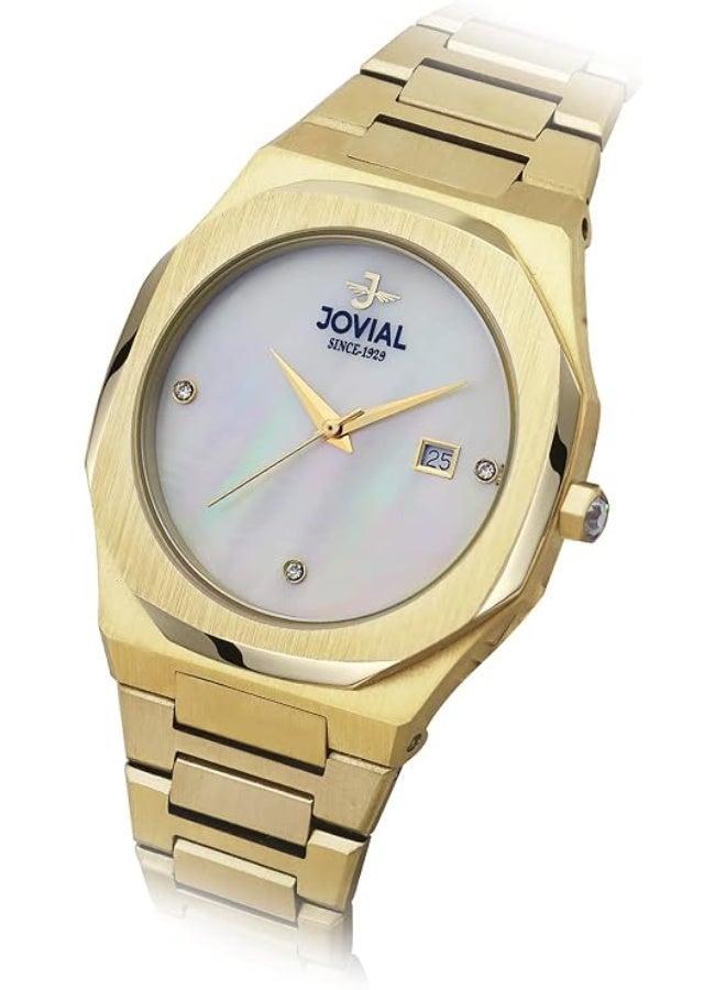 JOVIAL 1500 GGMQ 06 E Men's Fashion Watch, 40mm Stainless Steel Case, Champagne - Image 4