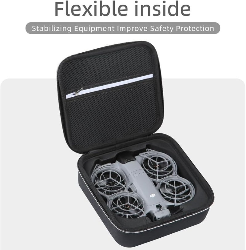 Black Hard Shell Waterproof Travel Case Compatible With DJI NEO 2 With Accessory Compartment - Image 5