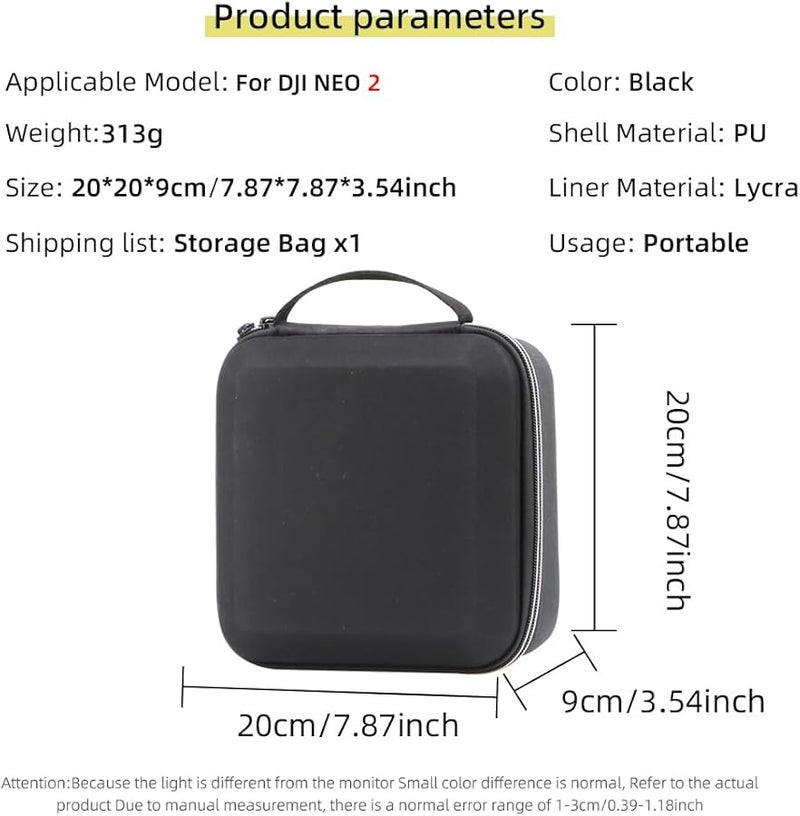Black Hard Shell Waterproof Travel Case Compatible With DJI NEO 2 With Accessory Compartment - Image 3