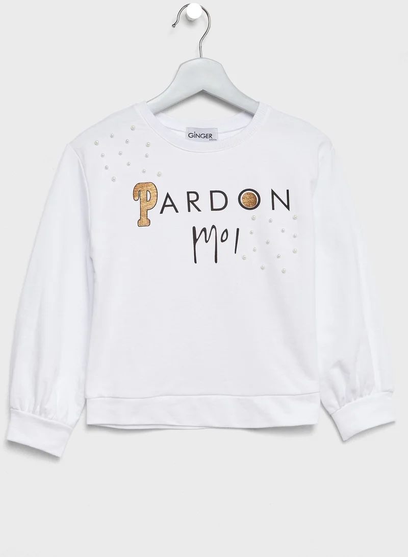 Little Ginger Little Pearl Detail Sweatshirt