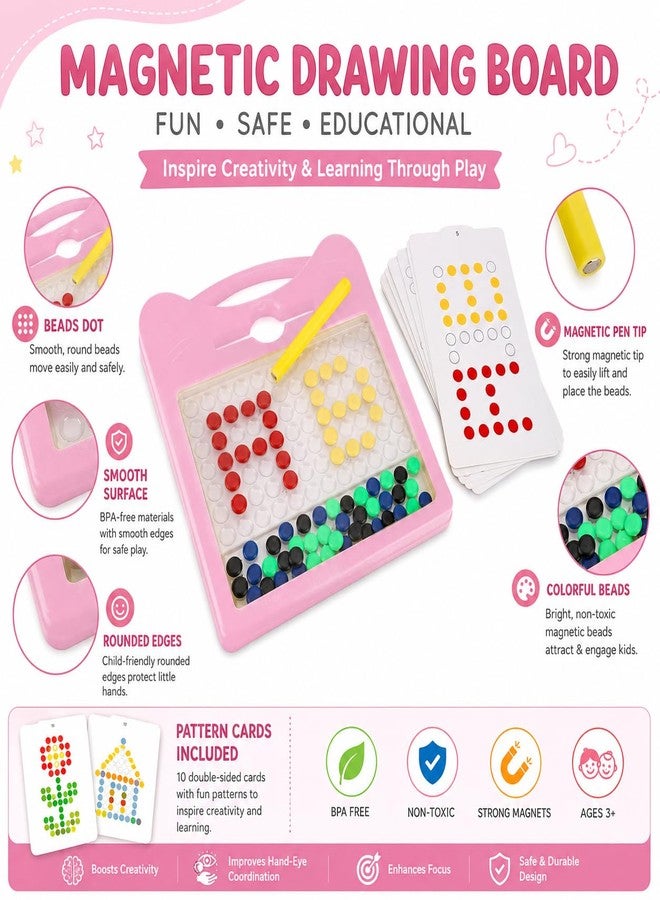 Little B Magnetic Drawing Board for Kid Magnetic Dot Art Game for Toddlers Best Indoor Game for Kids Best Toy for Kids. (Pink) - Image 2
