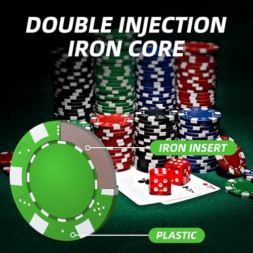 STORE 2508 Store2508 Casino Poker Chip Set 300 Chips & Aluminium Case, 2 Decks of Playing Cards, 5 Dice, Dealer, Small Blind, Big Blind Buttons - Image 3