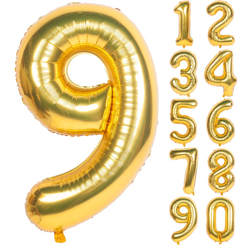CHANGZHONG 40 Inch Large Gold Number Balloons 9 Aluminum Foil Mylar Big Number Balloons 09 Suitable for Gold Birthday Parties Weddings and Anniversary Photography - Image 3