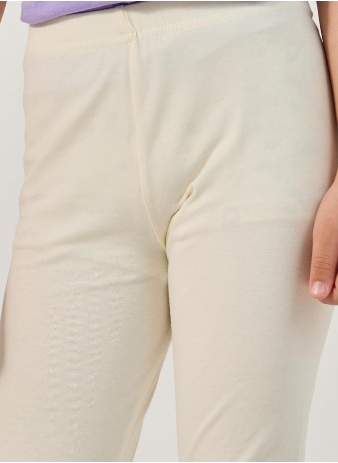 Styli Solid Elastic Waistband Cotton Leggings  - Image 3