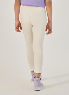 Styli Solid Elastic Waistband Cotton Leggings  - Image 4