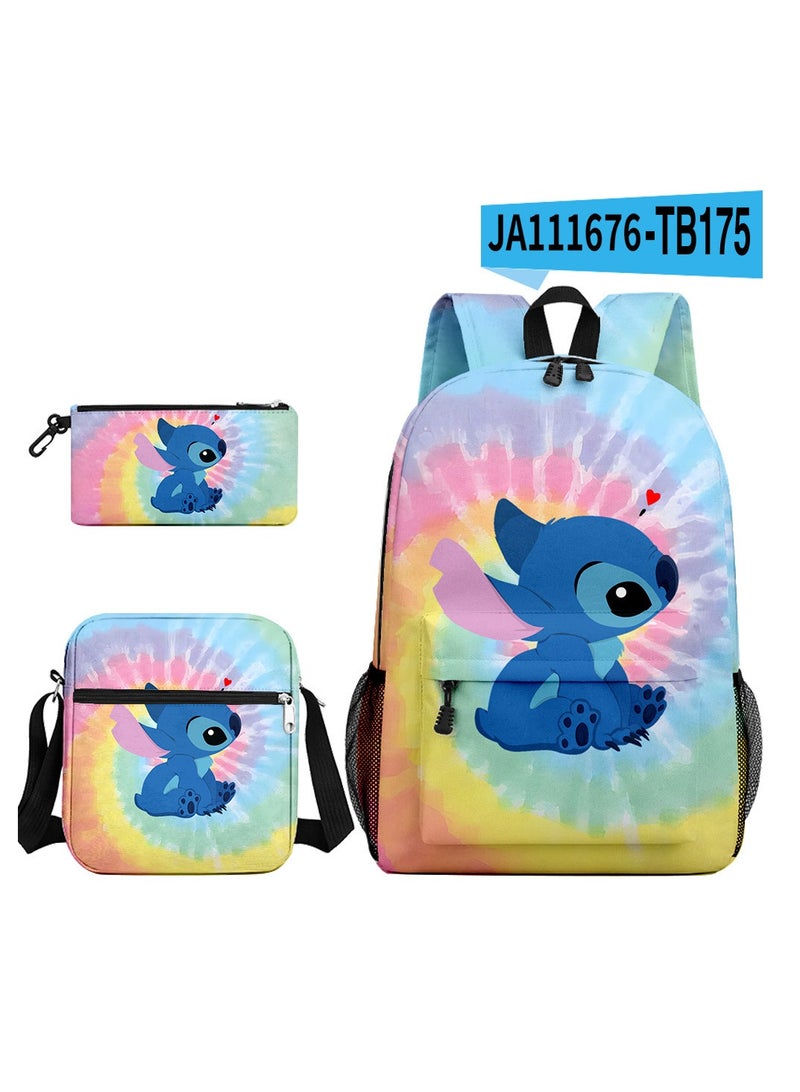 New Cartoon Stitch Backpack School Bag Children's Lunch Bag Pencil Bag Three-Piece Set For Primary And Secondary School Students 32*45*13 cm