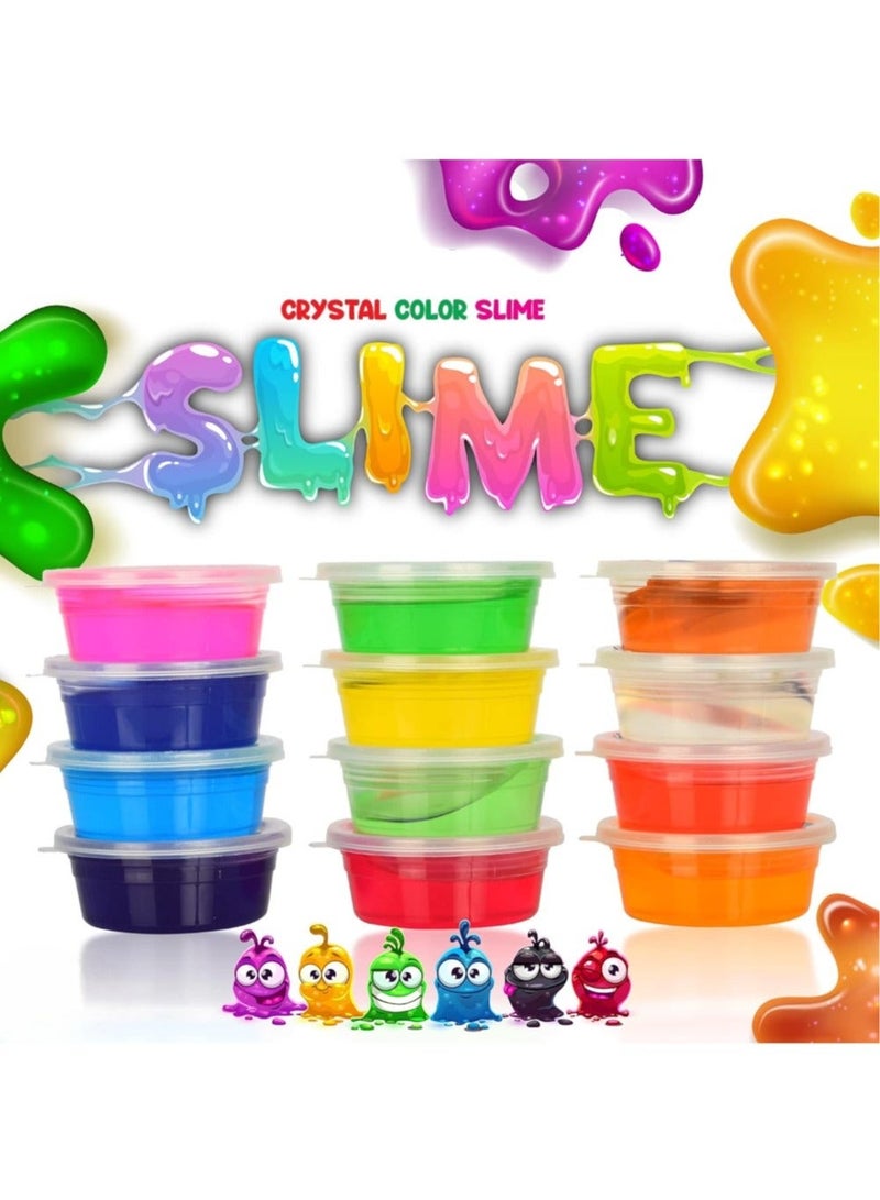 Toy Box Crystal Clear Slime 12 Pack Jumbo Slime Pack Super Soft Fluffy Slime Stretchy & Non-Sticky Premade Slime Kids Slime Slime Kit for Girls and Boys Clear Clay Slime - Image 1