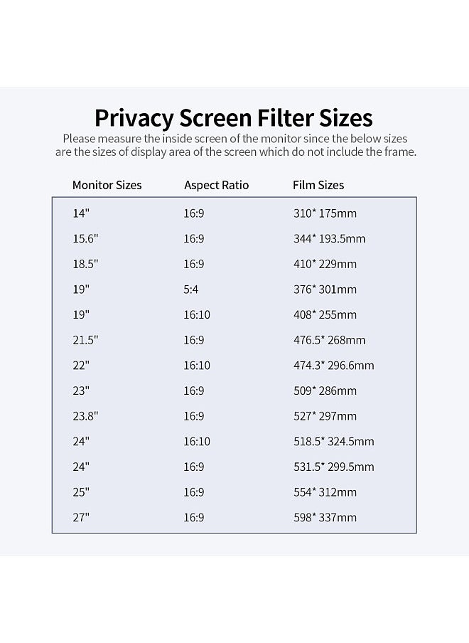 Generic - Privacy Screen Filter Reversible High-transmittance 30° Invisible Anti-UV Anti-glare Film for 27'' Monitor with 16:9 Aspect Ratio - Image 1