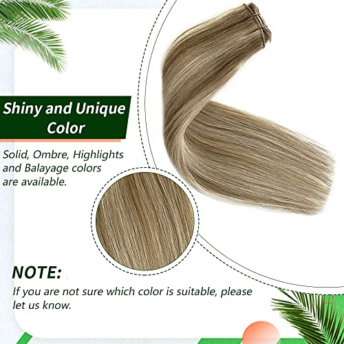 Valiilo Weft Hair Extensions Human Hair Beige Blonde Mix Platinum Blonde Highlights Sew In Real Hand Tied 12inch 80g - Image 4