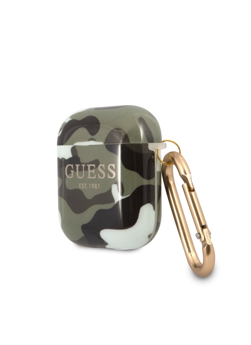 GUESS - Airpods 1/2 Case TPU Shinny Camouflage Cover/ Scratch & Drop Resistant/ 360 Protection/ Easy to Install and Effectively Absorbs Shock - Kaki - Image 1