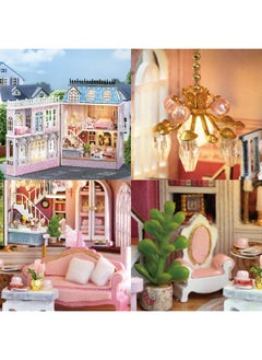 Flever Flever Dollhouse Miniature DIY House Kit Creative Room with Furniture for Romantic Valentine's Gift (Romantic Castle)  - Image 3